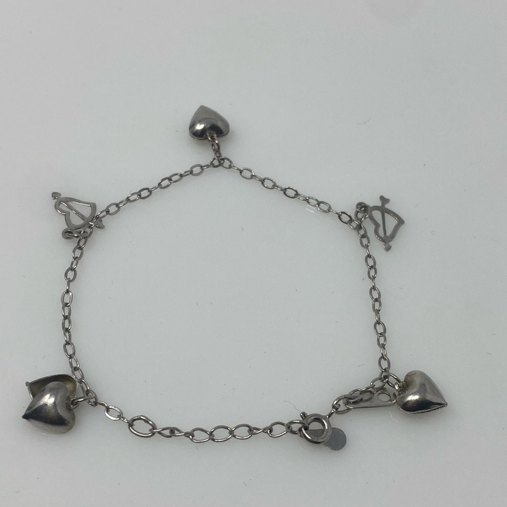 Sterling Silver Heart Charm Bracelet